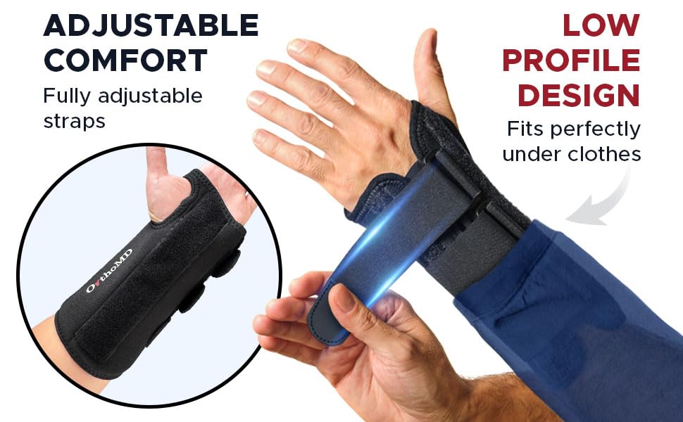 OrthoMD Carpal Tunnel Wrist Brace, Rigid Aluminum Splint for Wrist Pain Support

