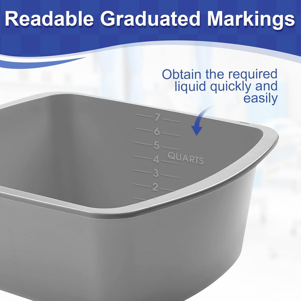 Honeydak 7-Quart Plastic Wash Basin Tub, Rectangular Graduated Cleaning Tub

