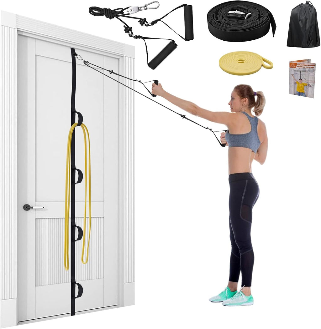 ATENTO Over-the-Door Shoulder Pulley Rehab System with Foam Handles and Latex Bands

