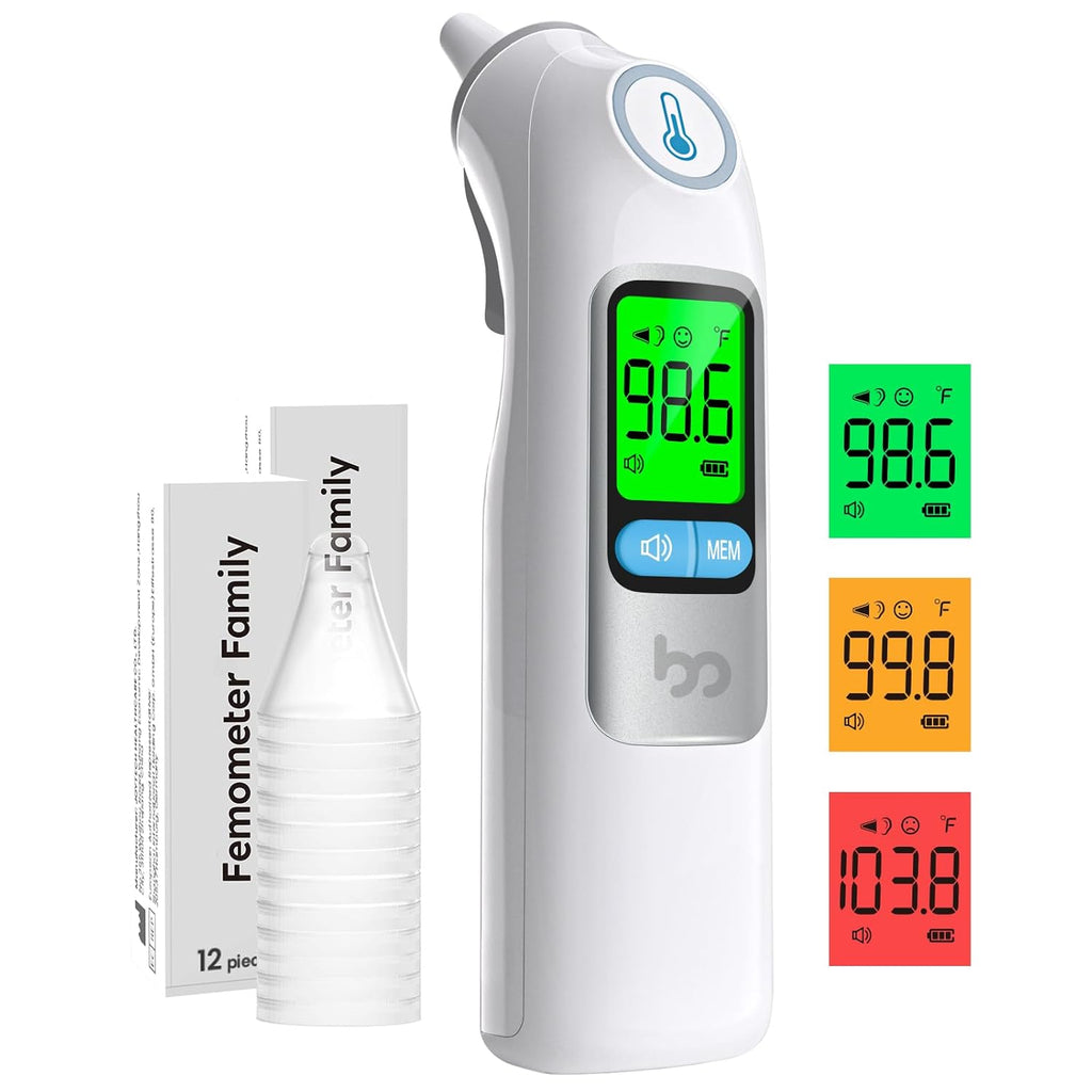 Infrared Ear Thermometer for Kids and Adults, 1-Second Read, 30 Memory, 24 Probe Covers


