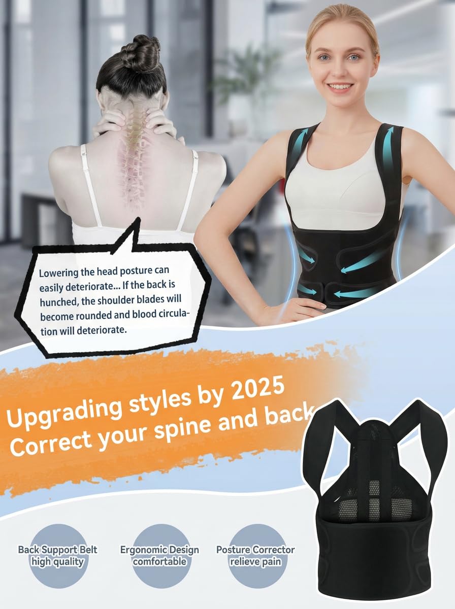 Posture Corrector Back Brace Adjustable Shoulder Straightener for Upper & Lower Back

