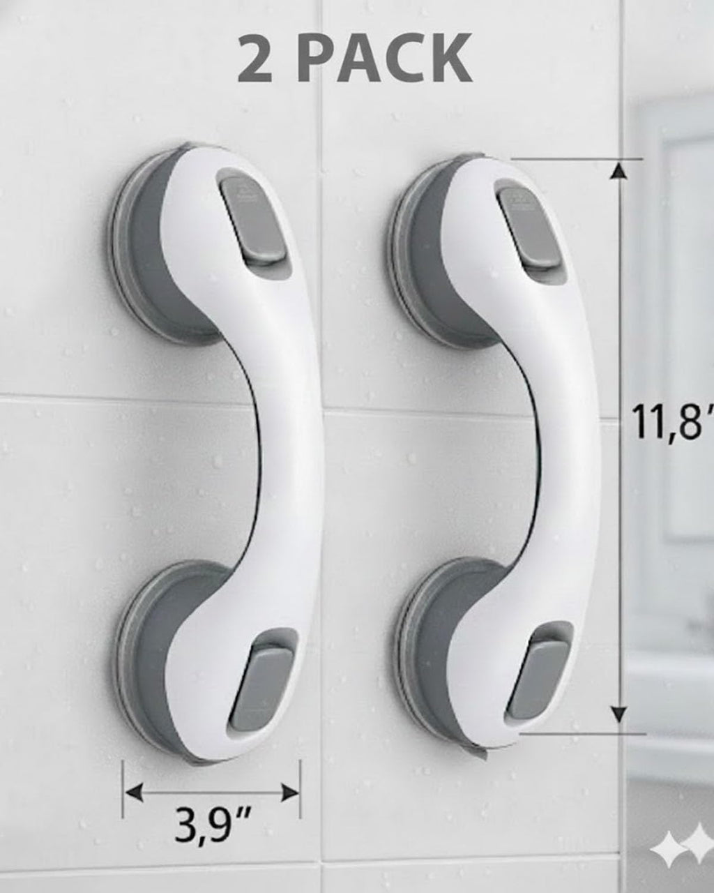 CIVJET Suction Grab Bar for Bathtub and Shower, Non-Drill Handle, 500 lb Hold

