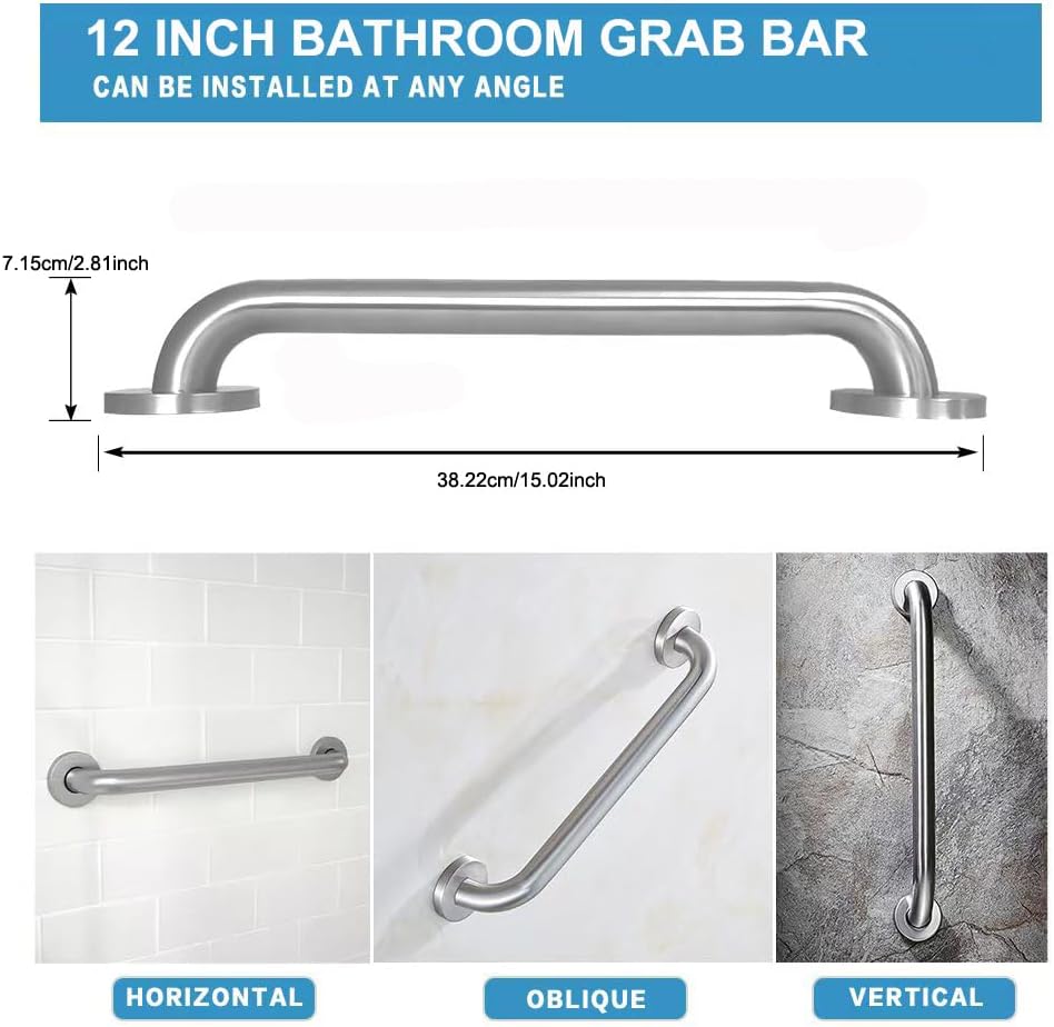 Stainless Steel Bathroom Safety Grab Bar Anti-Slip Handrail ADA Compliant 500 lbs

