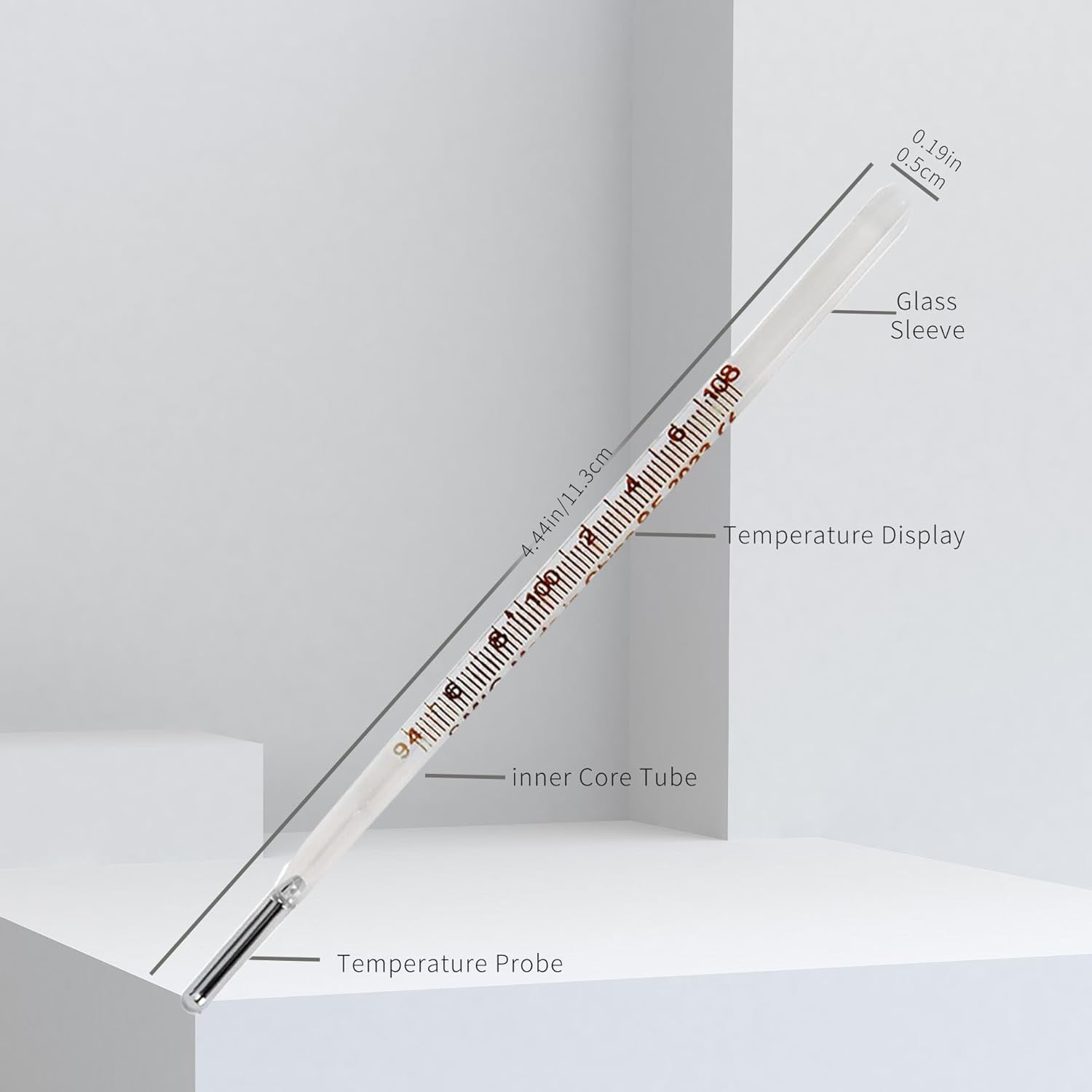 AiBi TECH Glass Oral Thermometer for Adults and Kids, Easy-Read Accuracy

