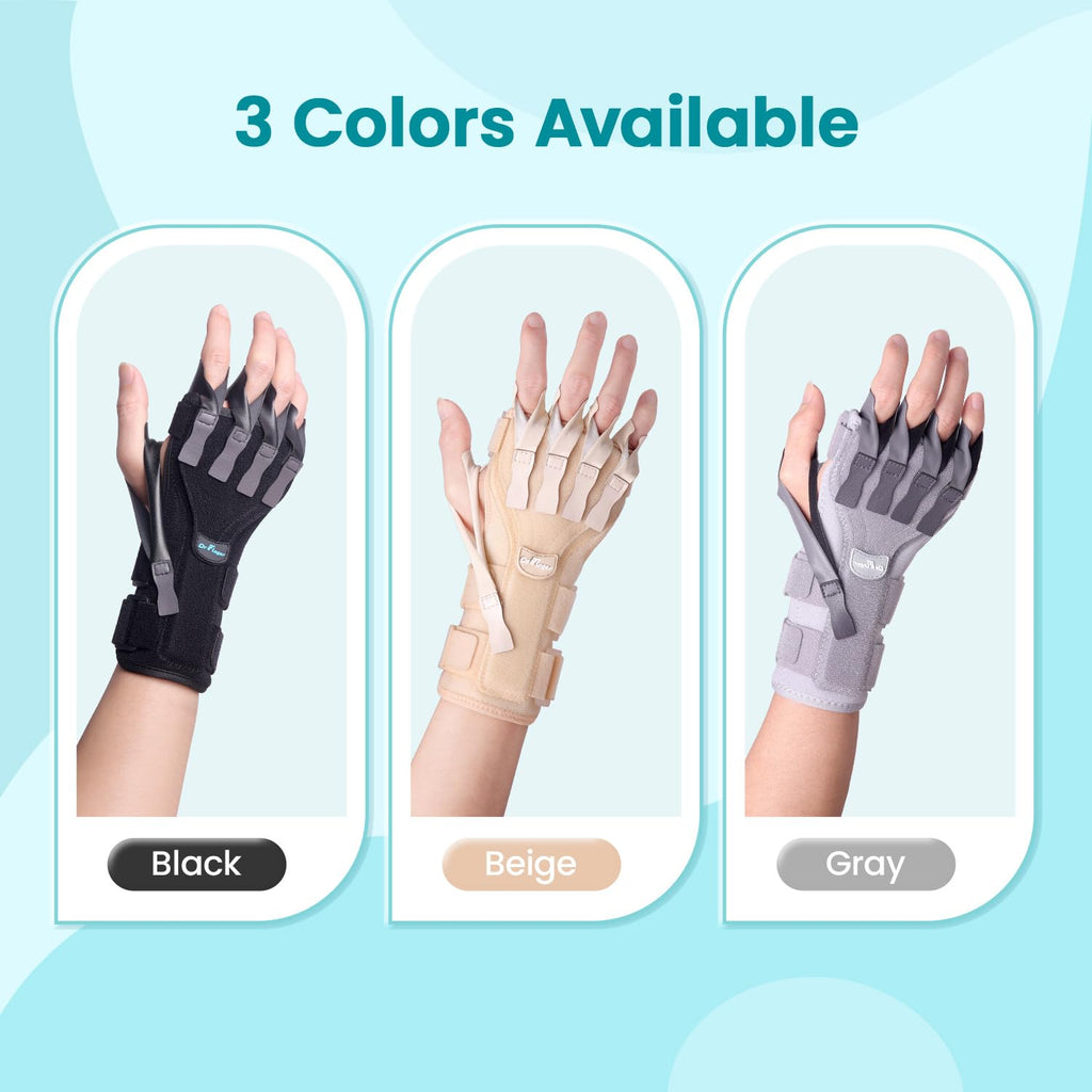 DrFinger Radial Nerve Palsy Wrist Drop Hand Splint Brace with Five-Finger Support

