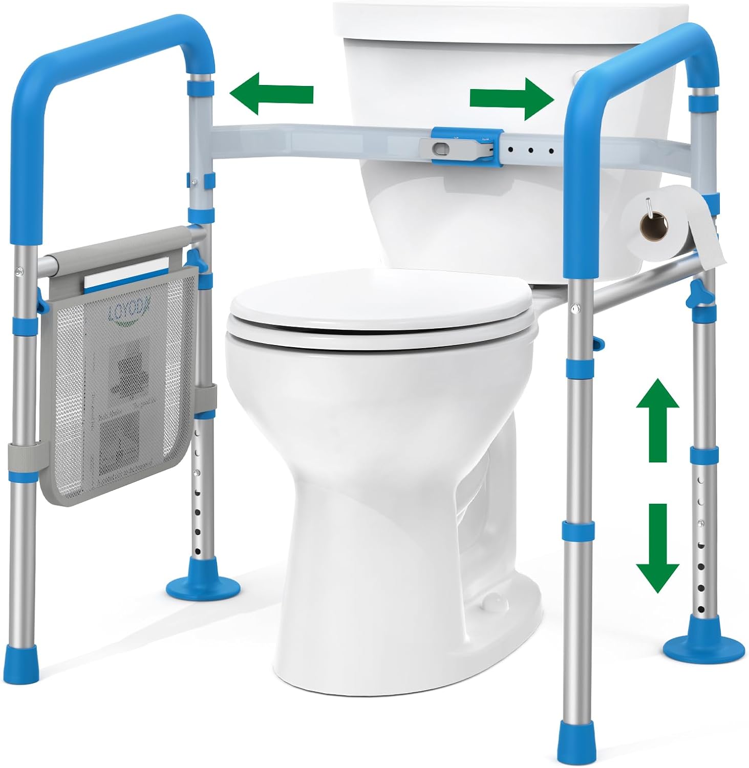 Loyoda Toilet Safety Rails for Seniors, Adjustable Height Toilet Handle Bars

