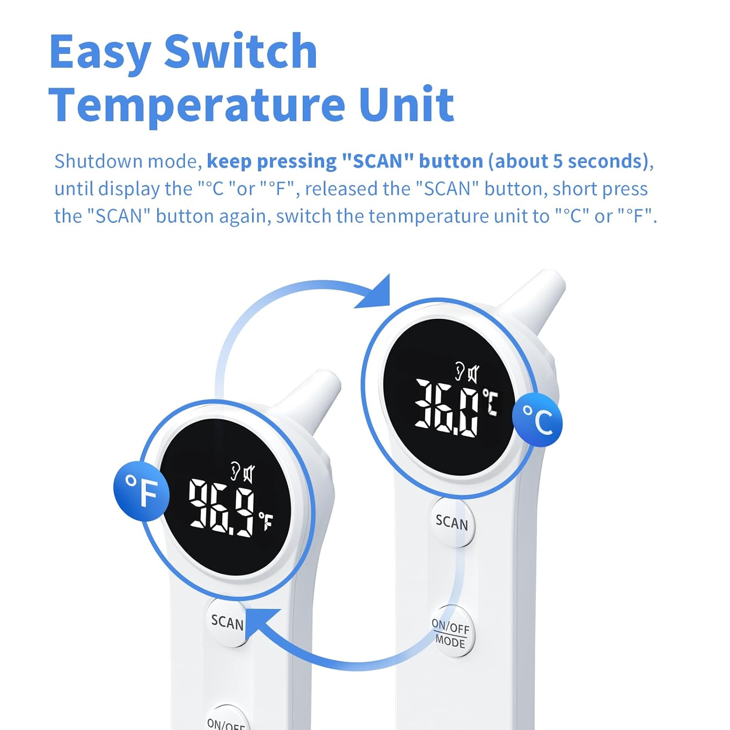 Boncare Infrared Ear and Forehead Thermometer, No Touch Digital Fever Alarm

