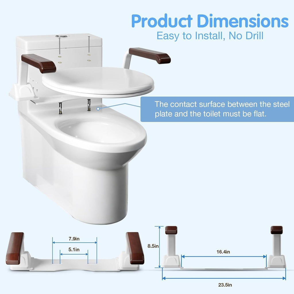 Toilet Safety Rails for Seniors Adjustable Toilet Grab Bars Handicap Support Frame

