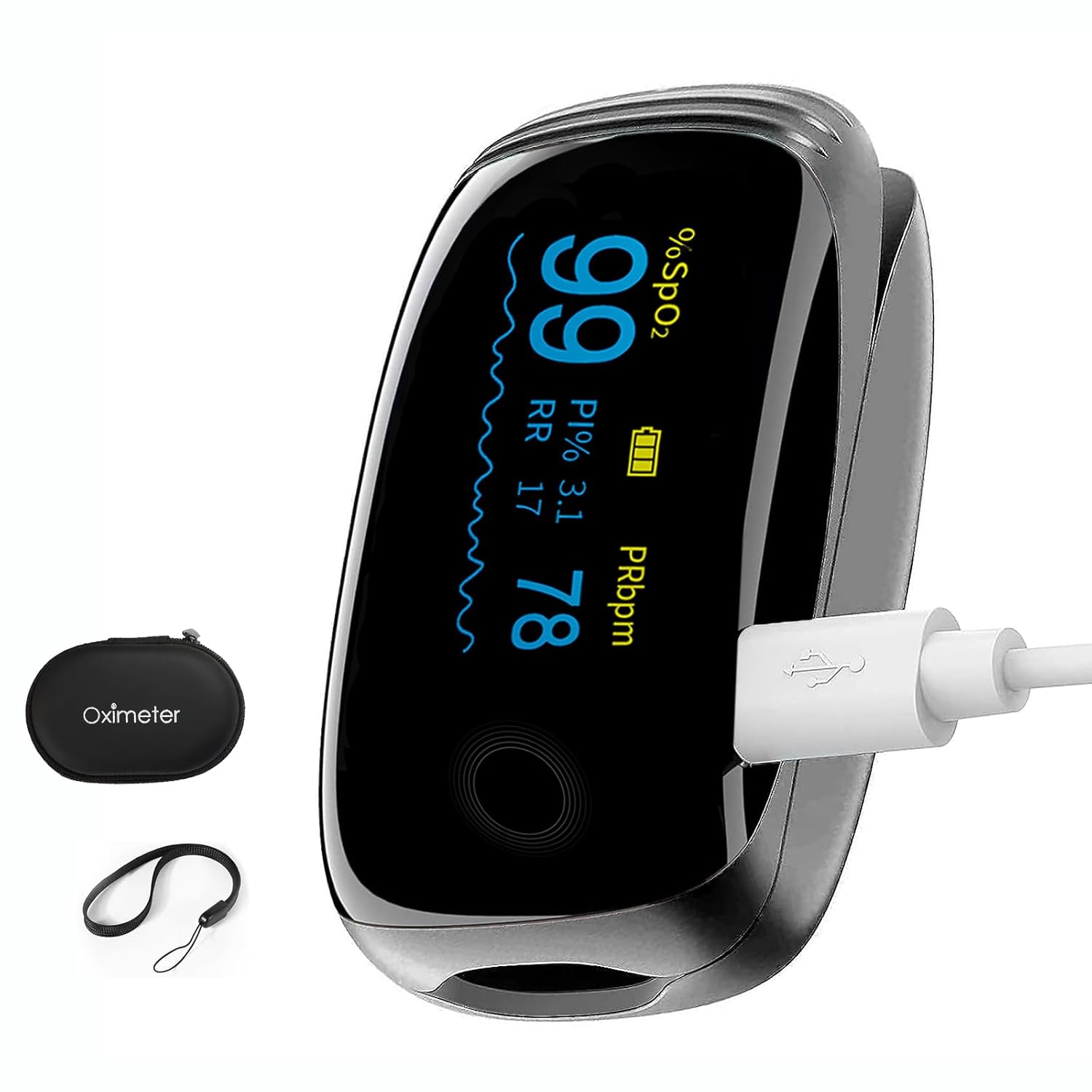 Rechargeable Fingertip Pulse Oximeter, SpO2 & Pulse Rate Monitor OLED for Sports


