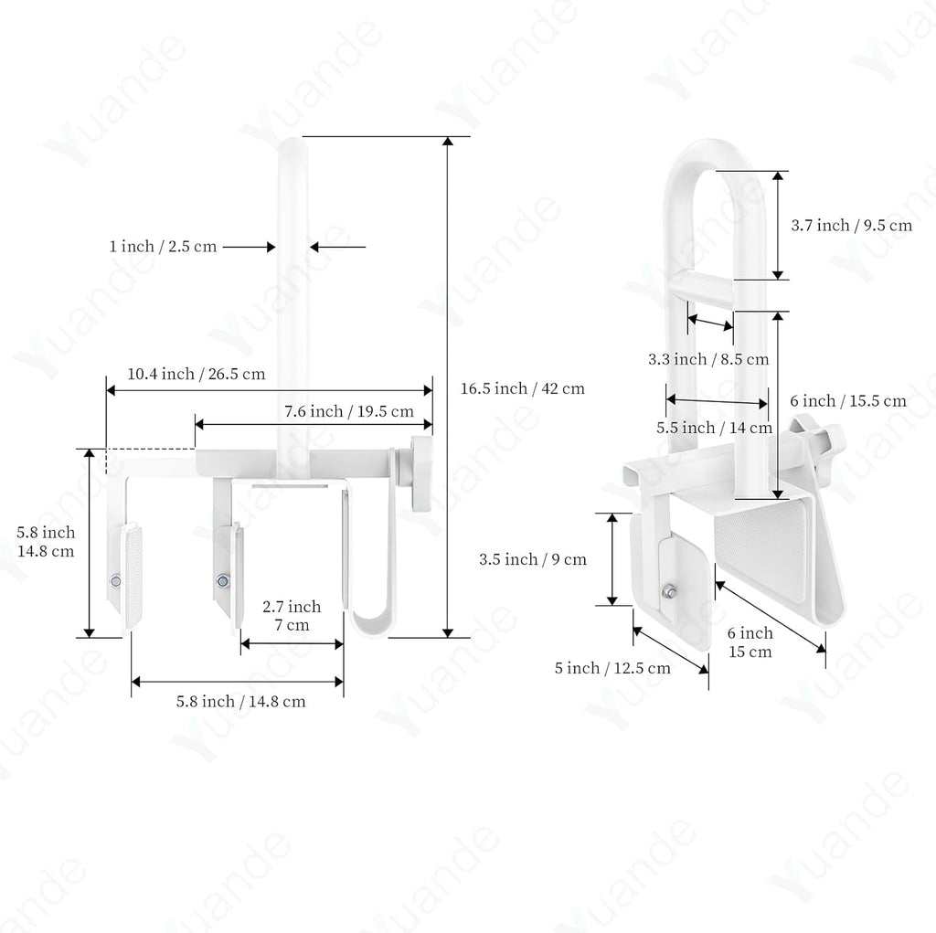 YuanDe Stainless Steel Tub Safety Rail Grab Bar, Clamp-On Bath Handle, 300 lb

