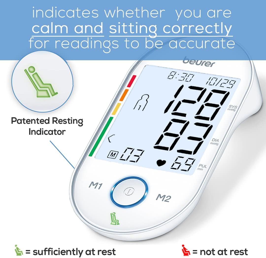 Beurer Upper Arm Blood Pressure Monitor with XL Backlit Display and Rest Indicator

