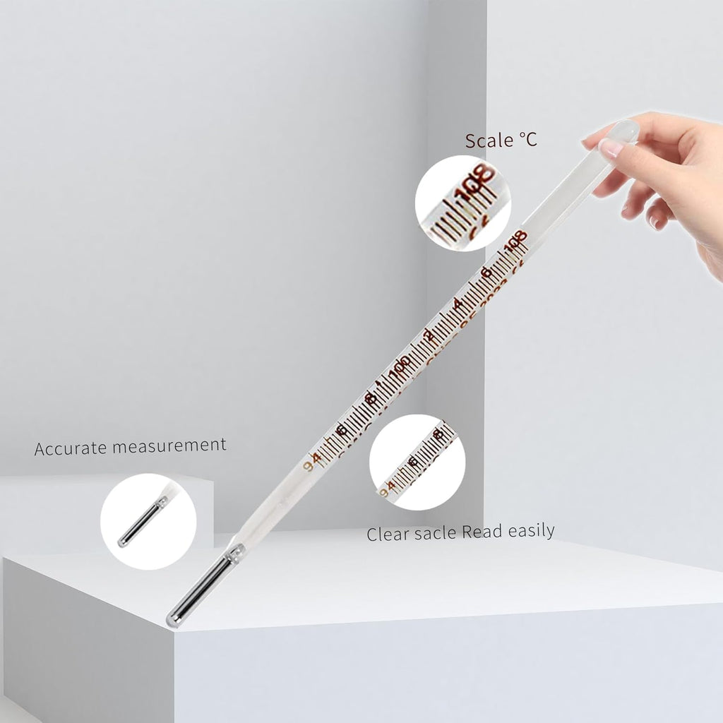 AiBi TECH Glass Oral Thermometer for Adults and Kids, Easy-Read Accuracy

