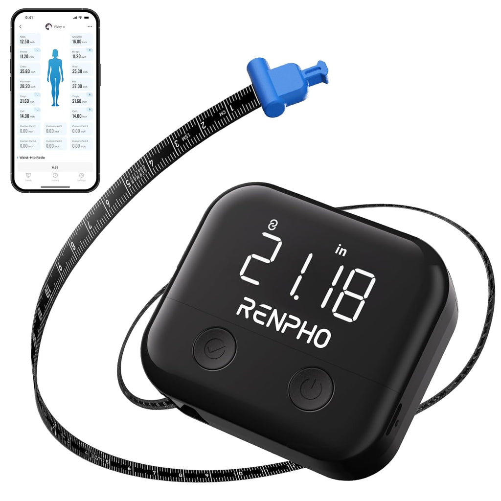 RENPHO Smart Retractable Body Measuring Tape with LED Display and USB-C Recharge

