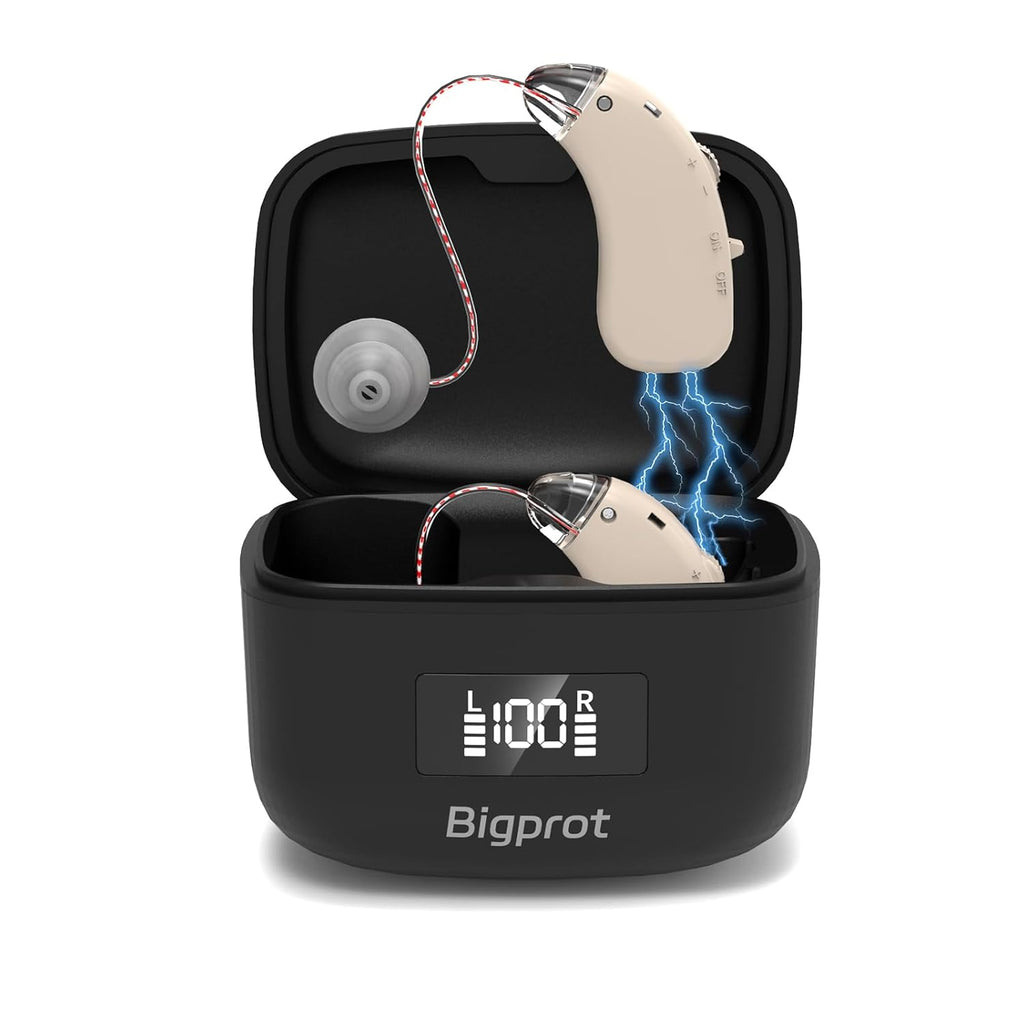 OTC Rechargeable Digital Hearing Aids for Seniors, Noise Cancelling, BTE

