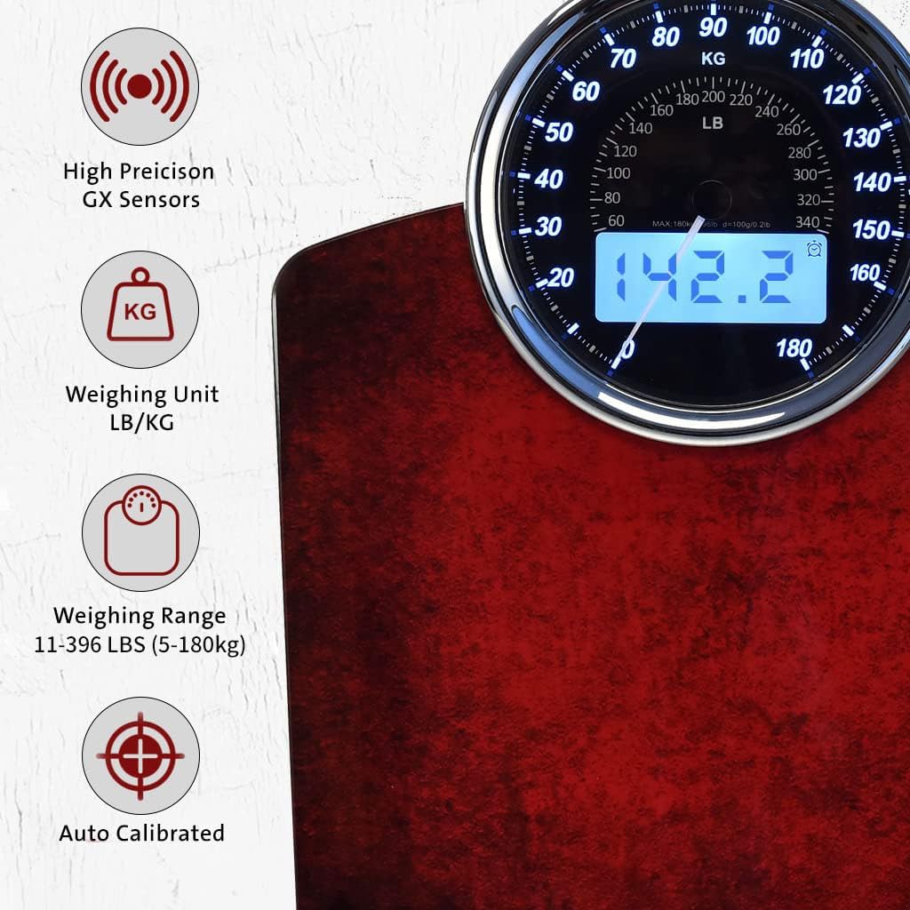 EILISON 2-in-1 Digital & Analog Bathroom Weighing Scale, 400 lb, Tempered Glass

