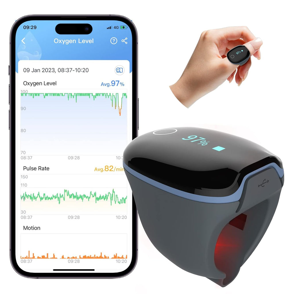 Wellue O2Ring Pulse Oximeter Bluetooth SpO2 Blood Oxygen Monitor Ring Sensor

