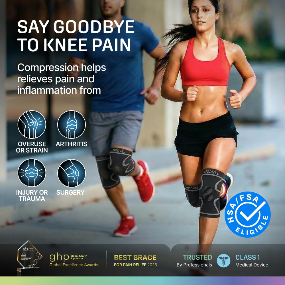 Modvel 2-Pack Knee Compression Sleeves, Knee Support for Men & Women

