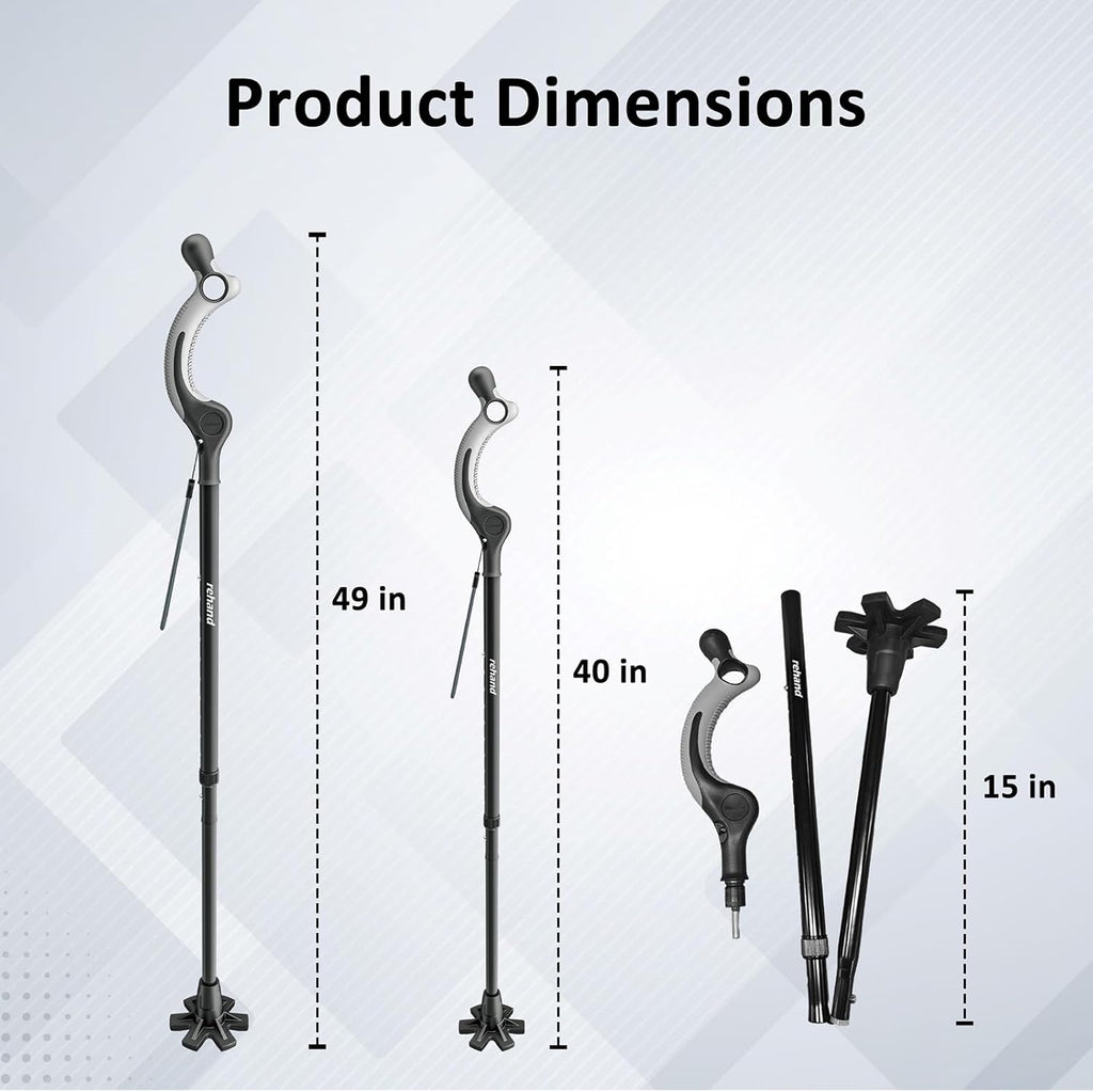 REHAND Adjustable Walking Cane for Seniors, Ergonomic Anti-Slip Grip, Foldable

