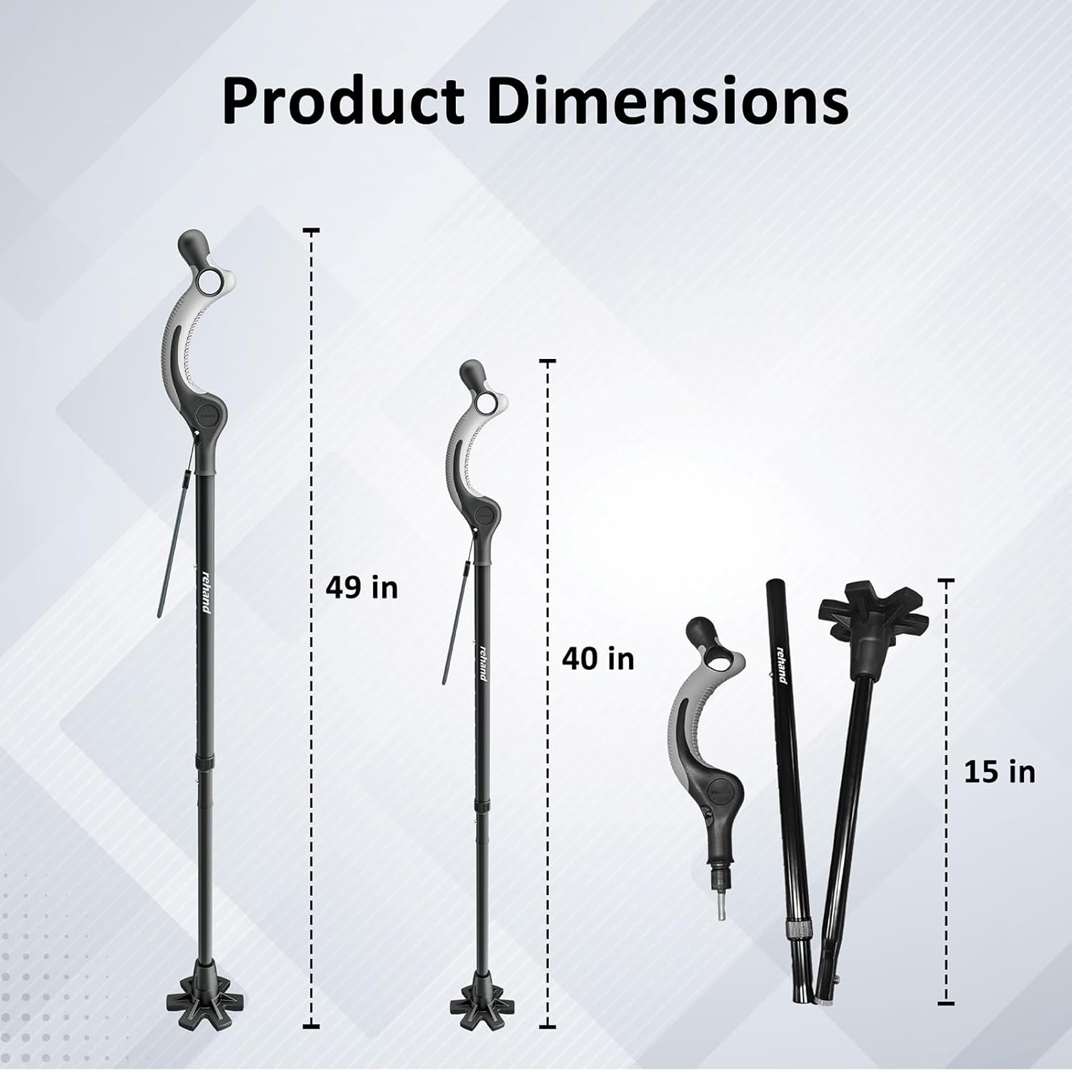 REHAND Adjustable Walking Cane for Seniors, Ergonomic Anti-Slip Grip, Foldable

