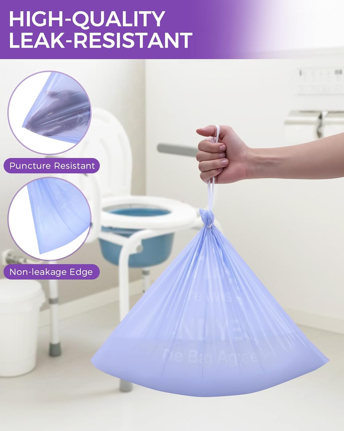 AWoHH Bedside Commode Liners with Absorbent Inserts, Leak-Proof Odor Control

