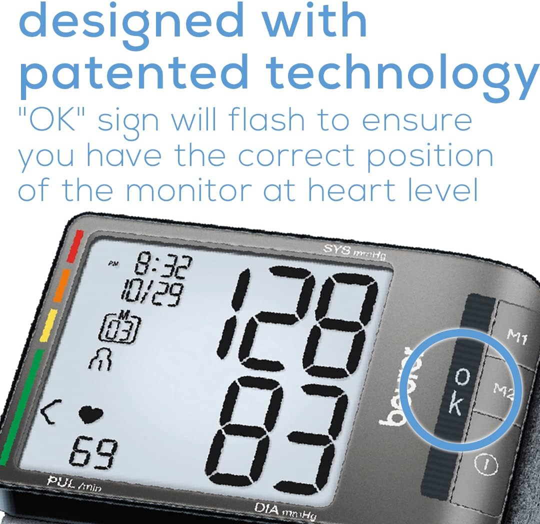 Beurer BC81 Wrist Blood Pressure Monitor with Irregular Heartbeat Detection, Case

