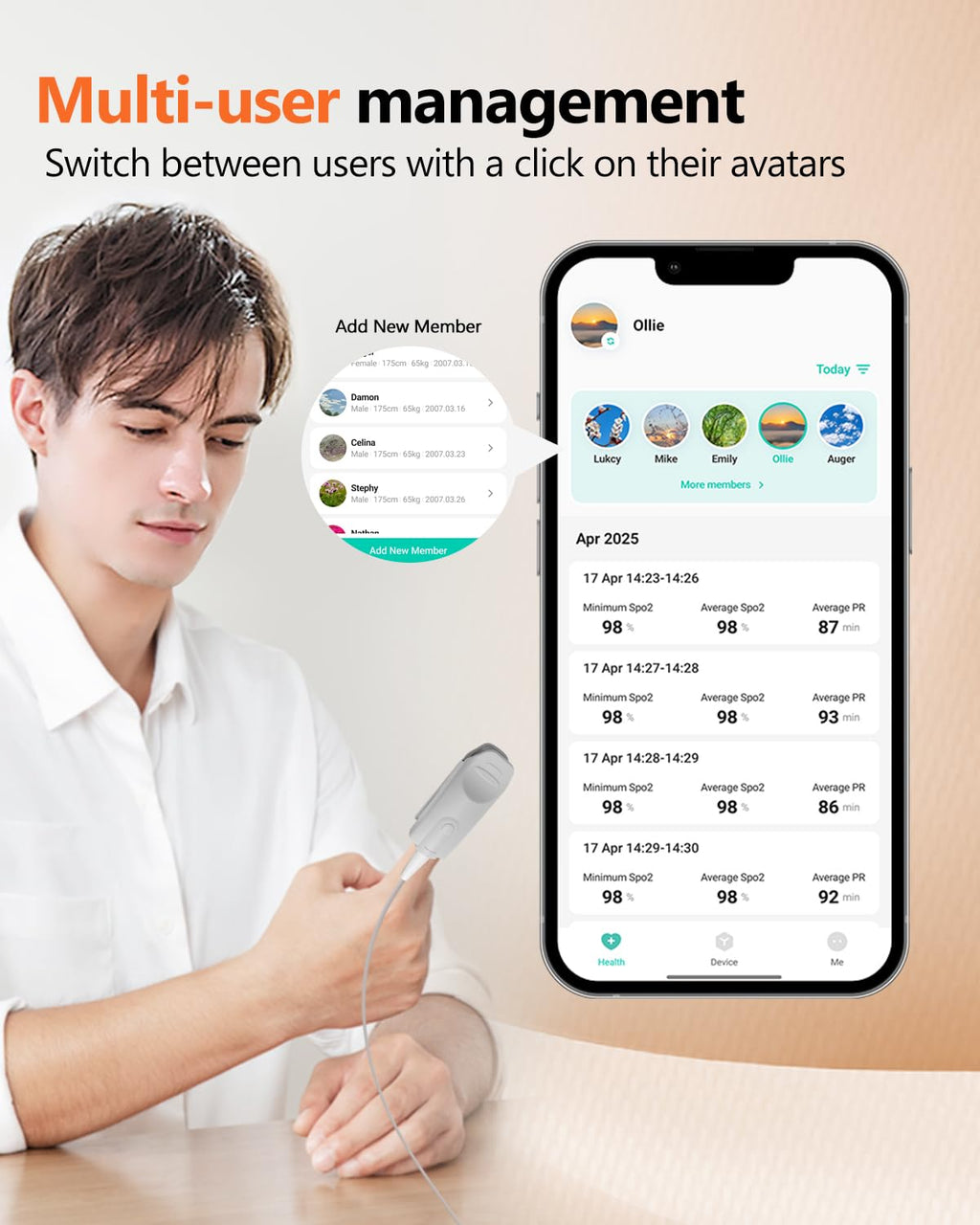 HealthTree Rechargeable Fingertip Pulse Oximeter with SpO2 and Pulse Rate Monitor


