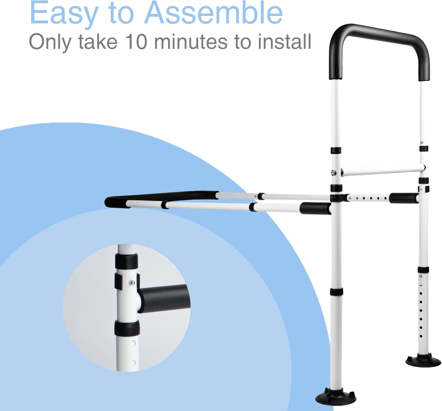 LandTale Adjustable Bed Assist Rail with Handle, Safety Grab Bar for Bed

