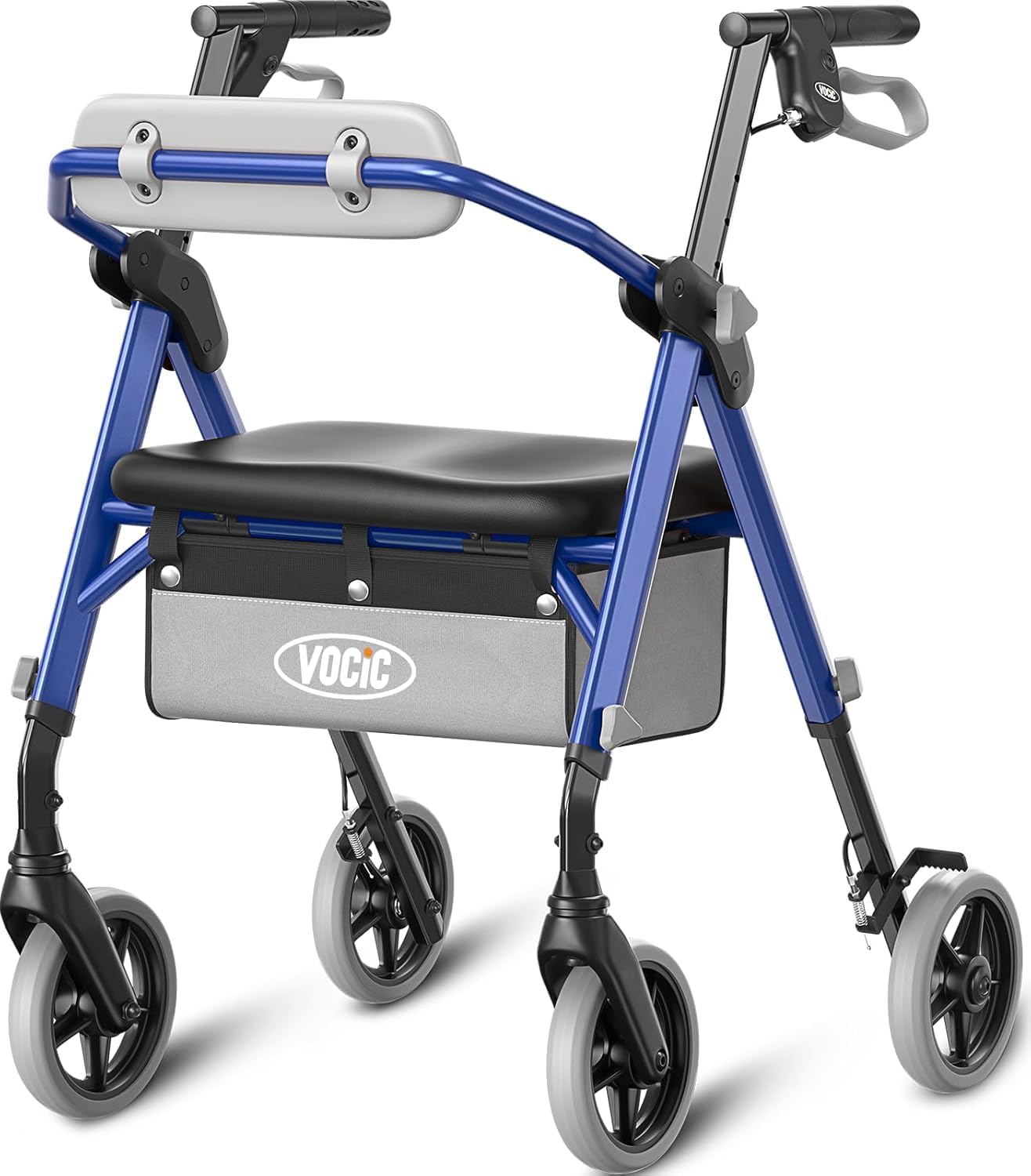 VOCIC Z11 Rollator Walker with Seat, Max 380 lb, Foldable All-Terrain

