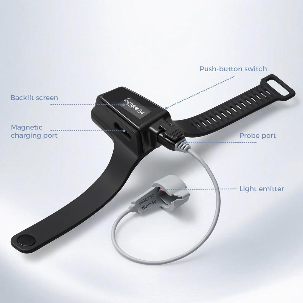 Wellue Wrist Pulse Oximeter for Blood Oxygen (SpO2) and Pulse Rate Recording, 100-Hour

