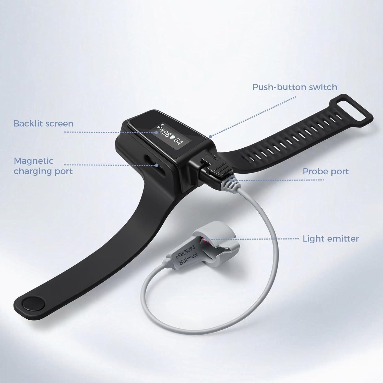 Wellue Wrist Pulse Oximeter for Blood Oxygen (SpO2) and Pulse Rate Recording, 100-Hour

