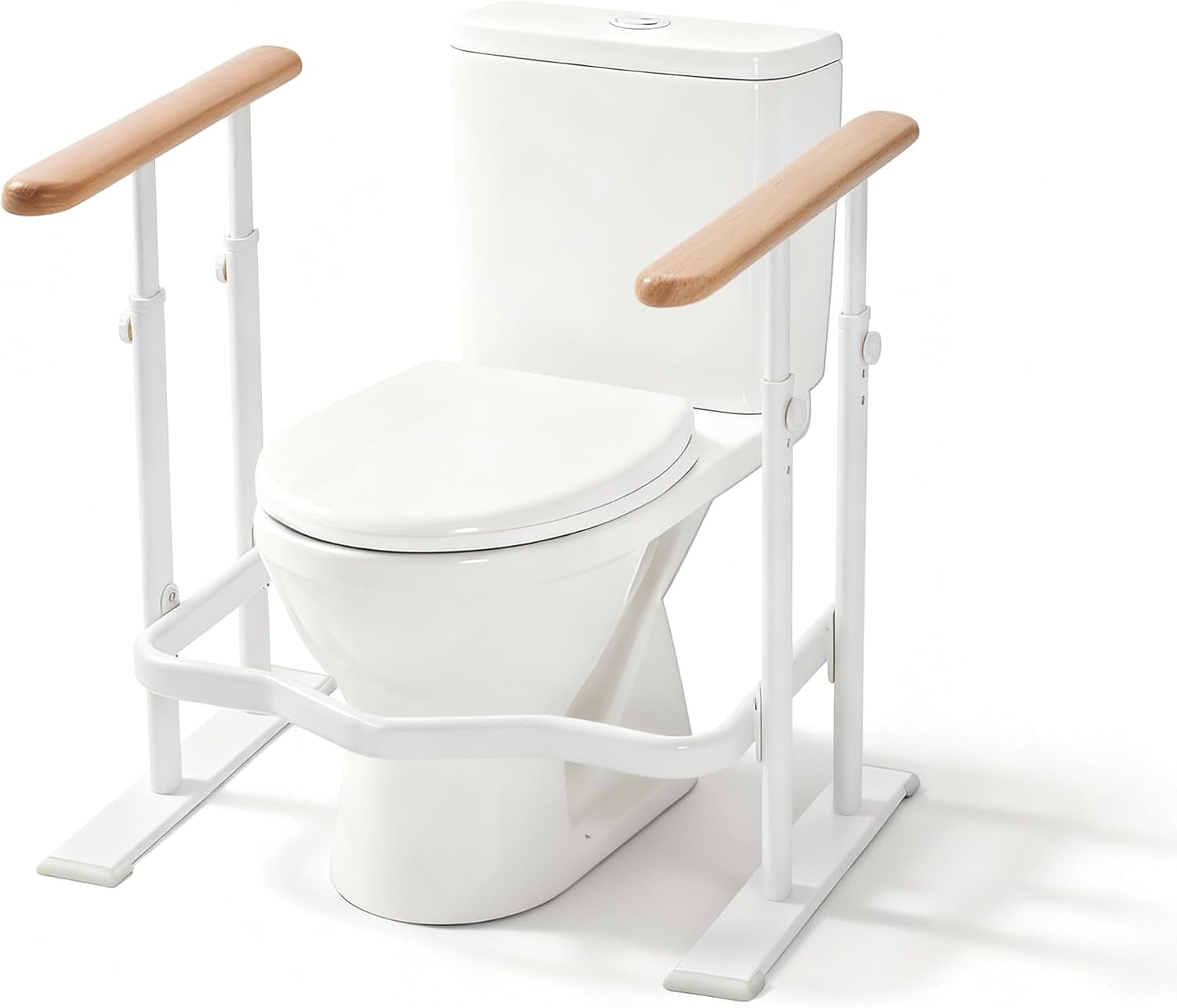 Toilet Safety Rails for Seniors, Height-Adjustable Frame with Waterproof Reflective Base

