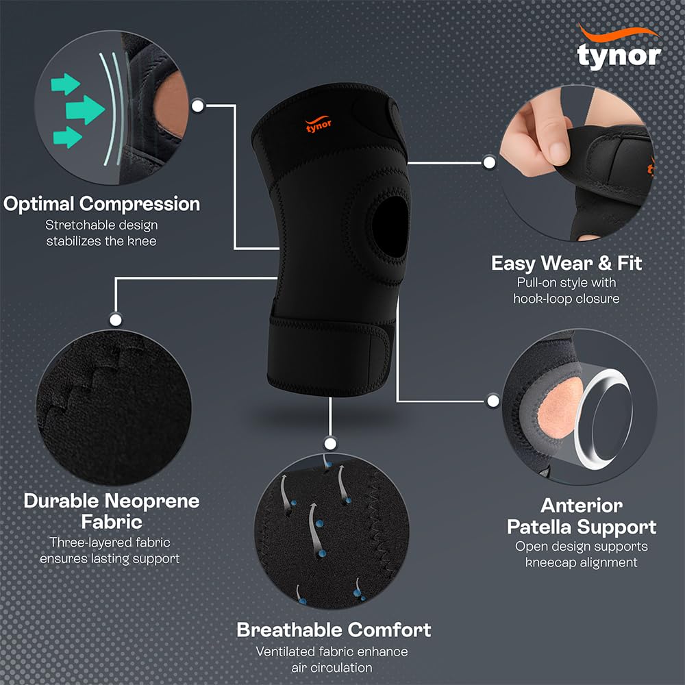 TYNOR Adjustable Knee Compression Sleeve with Neoprene Patella Support Brace

