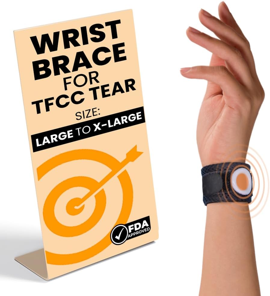 Bullseye TFCC Tear Wrist Brace with Silicone Ring Stabilizer, Adjustable Wrist Band

