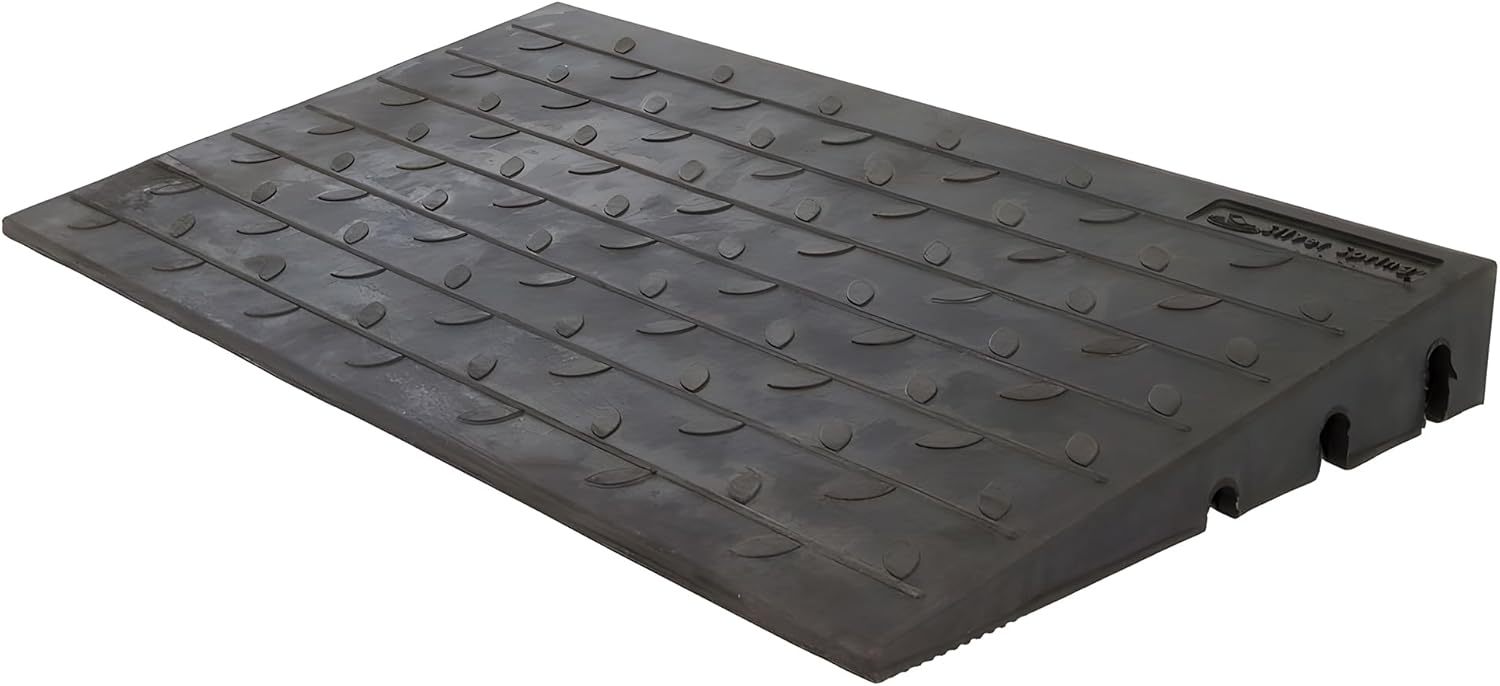 Doorway Threshold Ramp for Wheelchair and Scooter, Non-Slip Rubber with Cable Channels

