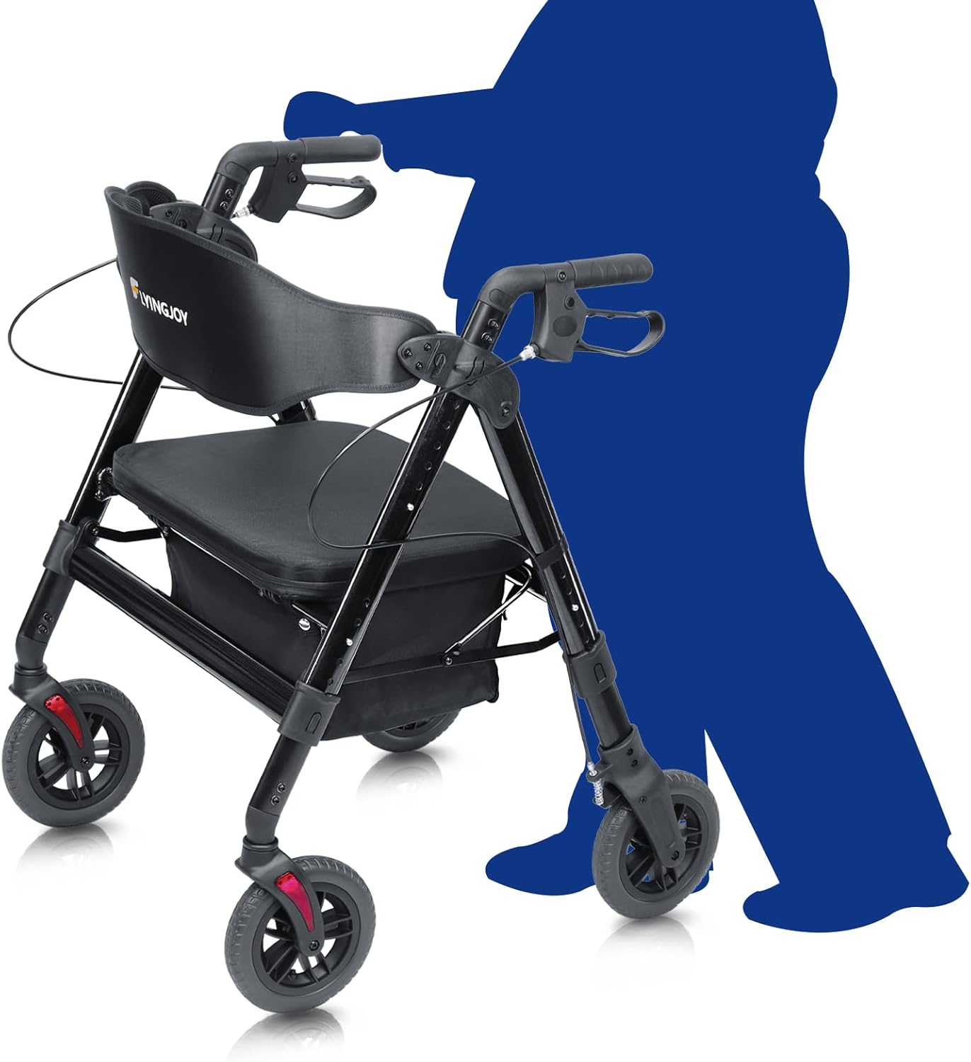 Bariatric Rollator Walker with Seat, 450 lb Heavy-Duty All-Terrain Folding

