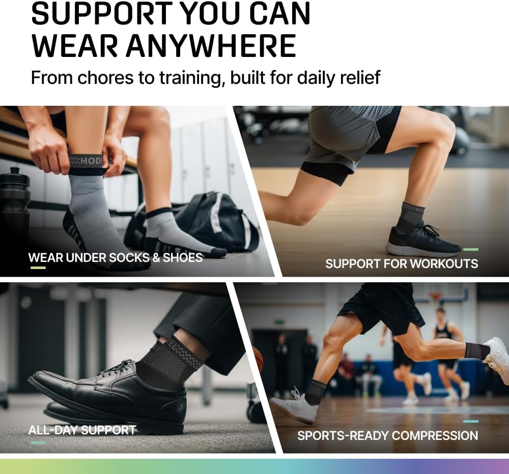 Modvel Ankle Brace Compression Sleeve Wrap for Sprains, Tendonitis, Plantar Fasciitis

