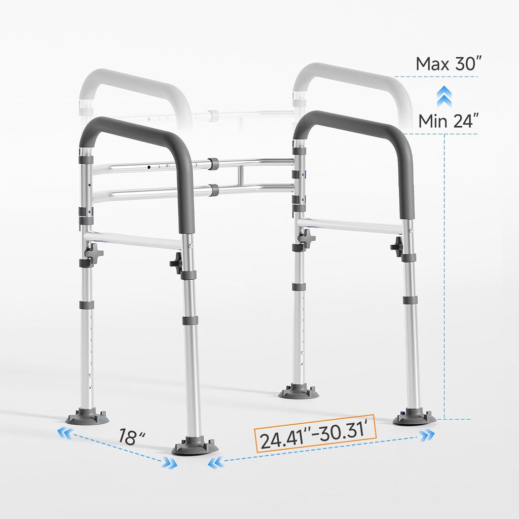 Loyoda Height-Adjustable Toilet Safety Rail with Padded Folding Handles

