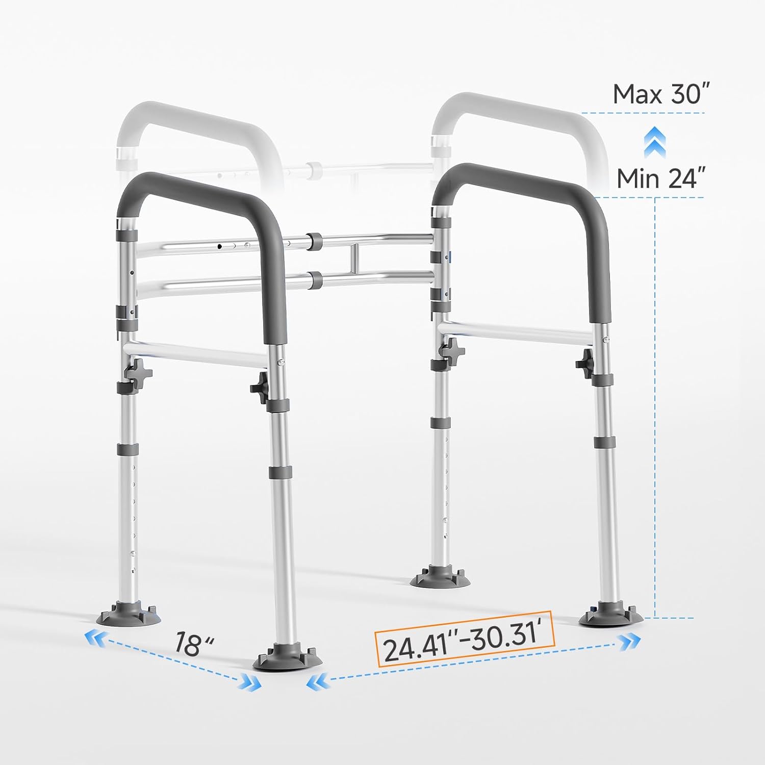 Loyoda Height-Adjustable Toilet Safety Rail with Padded Folding Handles

