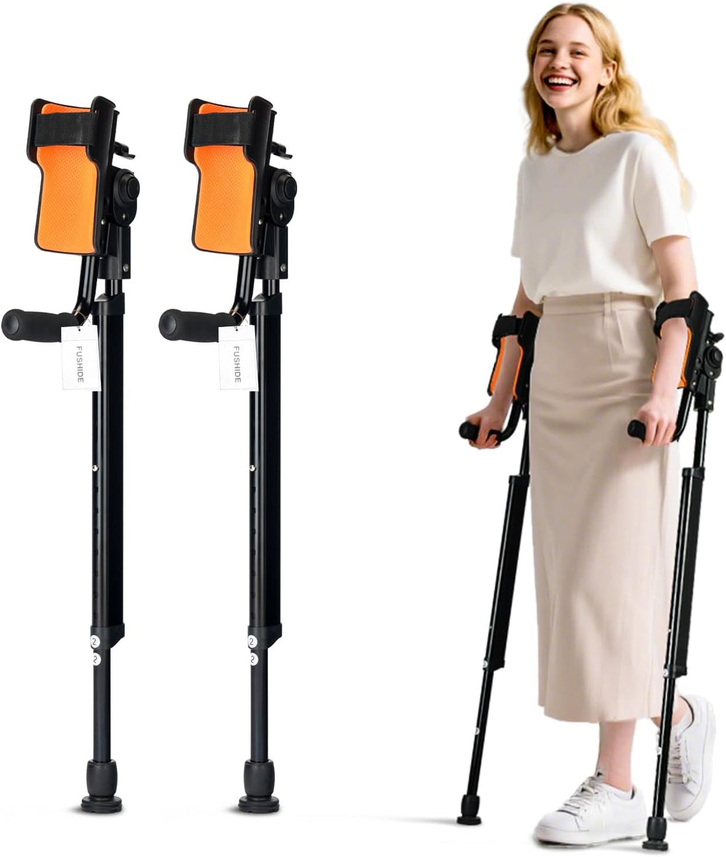 Adjustable Forearm Crutches for Adults, Foldable Height-Adjustable EVA Cushions

