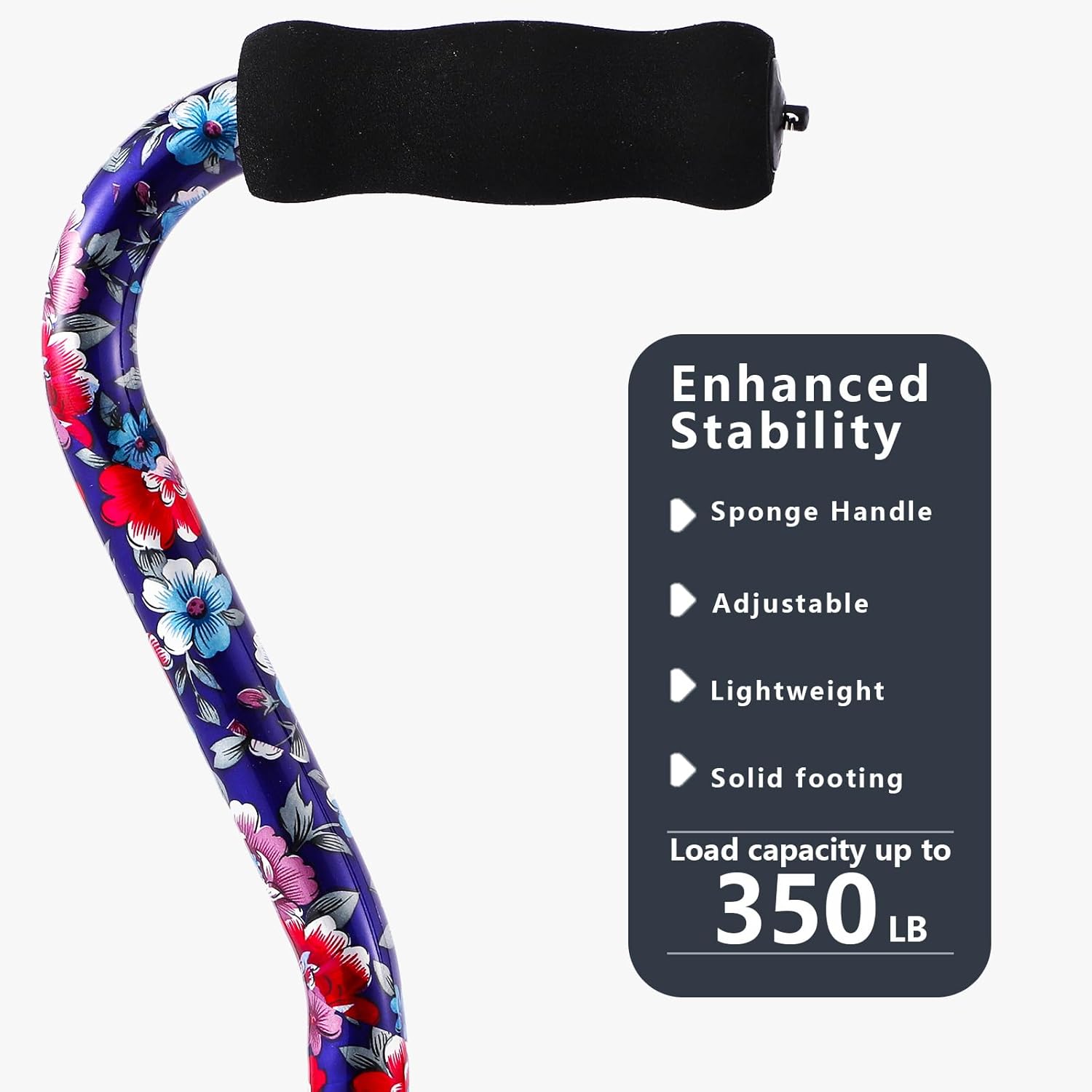 Foldable Adjustable Walking Cane with Self-Standing Tip for Seniors

