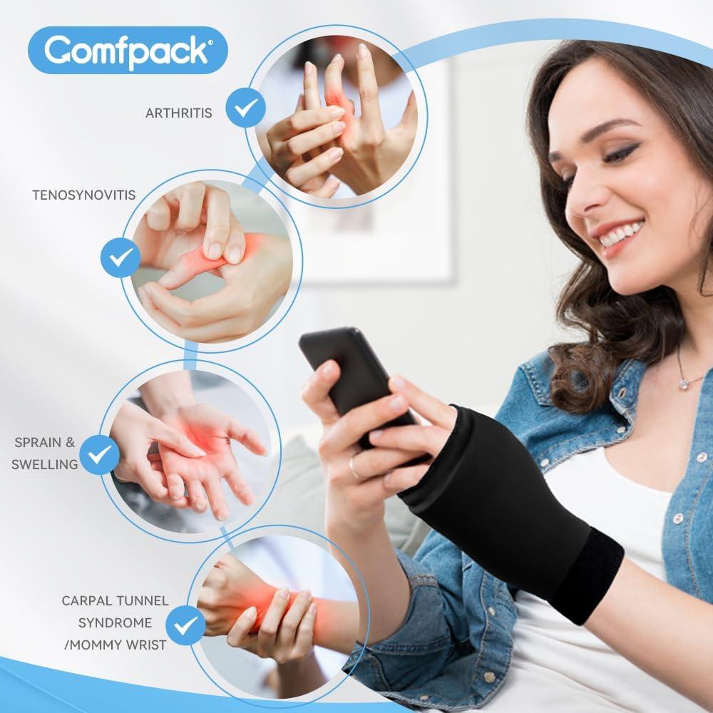 Comfpack Hand Ice Pack Gloves for Arthritis, Thumb & Wrist Cold Compress Wrap


