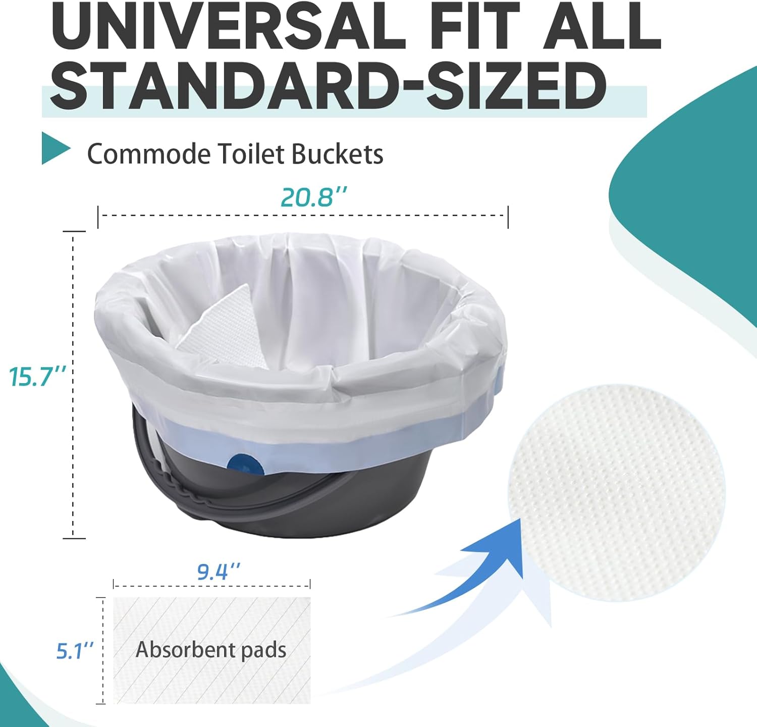 Commode Liners Disposable Absorbent Liners for Bedside Commode and Toilet Chair

