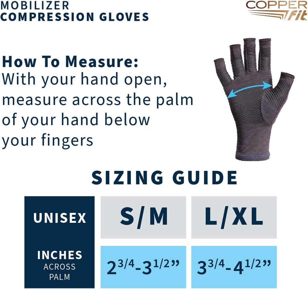 Copper Fit Mobilizer Hand Compression Gloves for Arthritis, Tendonitis & Joint Swelling

