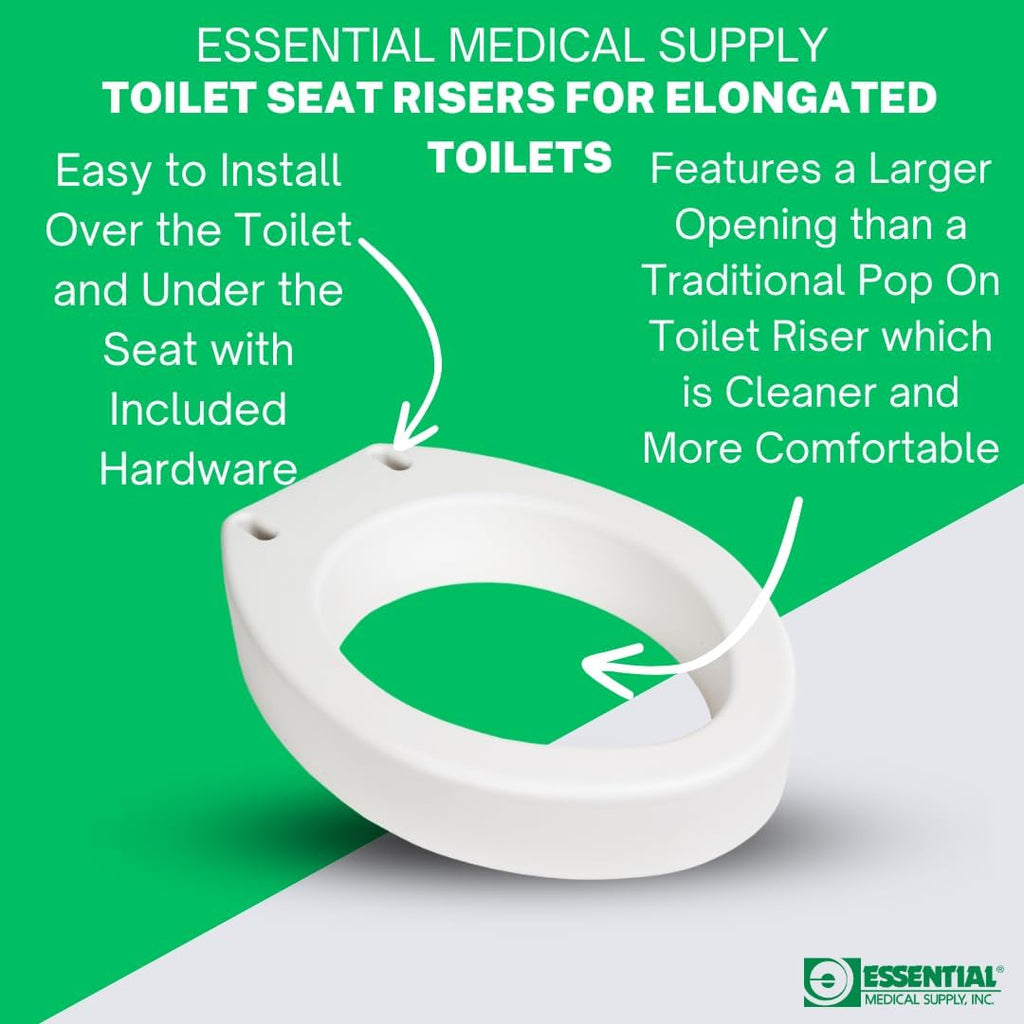Essential Medical Supply Toilet Seat Riser, Elevated Height 19 x 14 x 3.5 in, 300 lb

