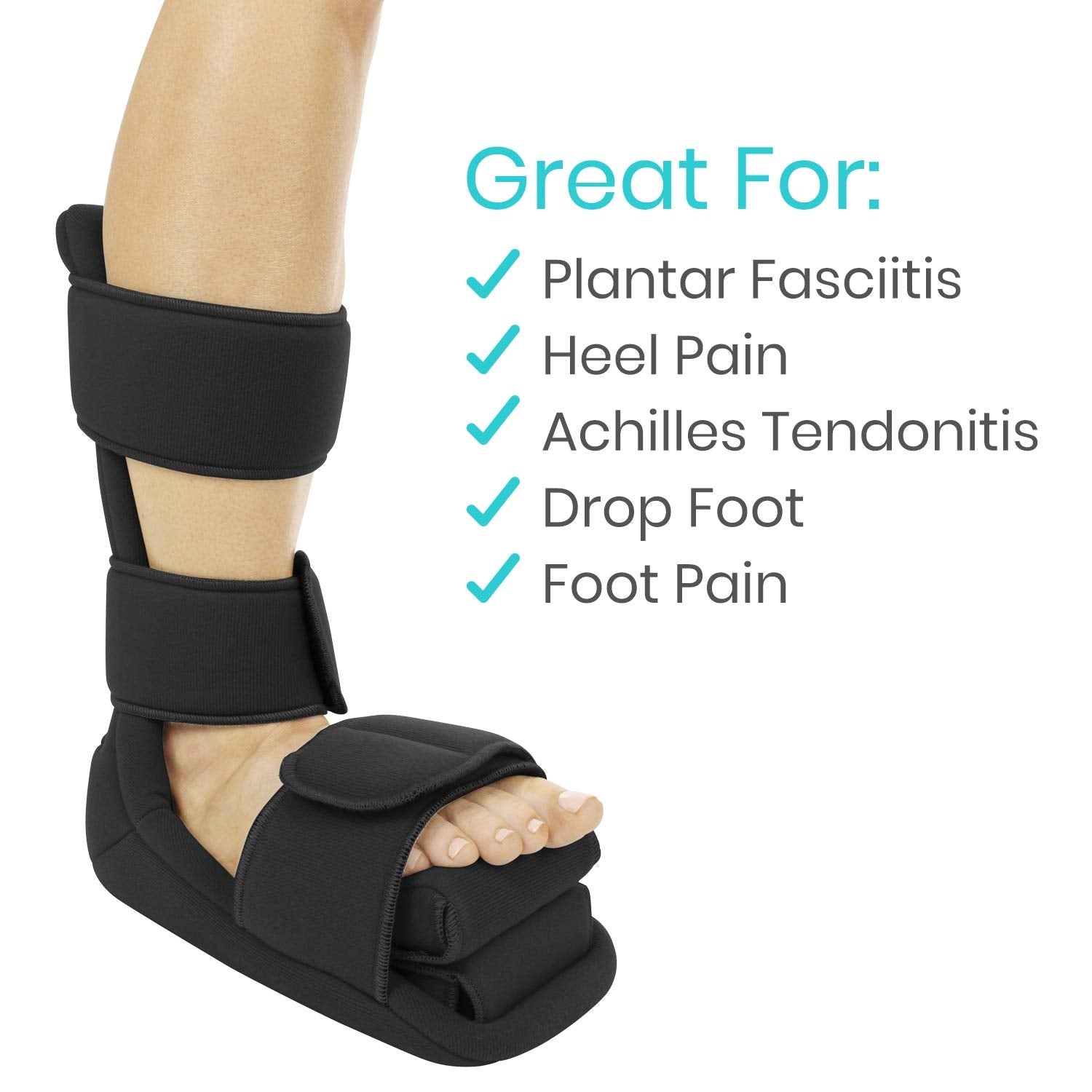 Vive Plantar Fasciitis Night Splint with Stretch Wedges, Orthopedic Sleep Boot


