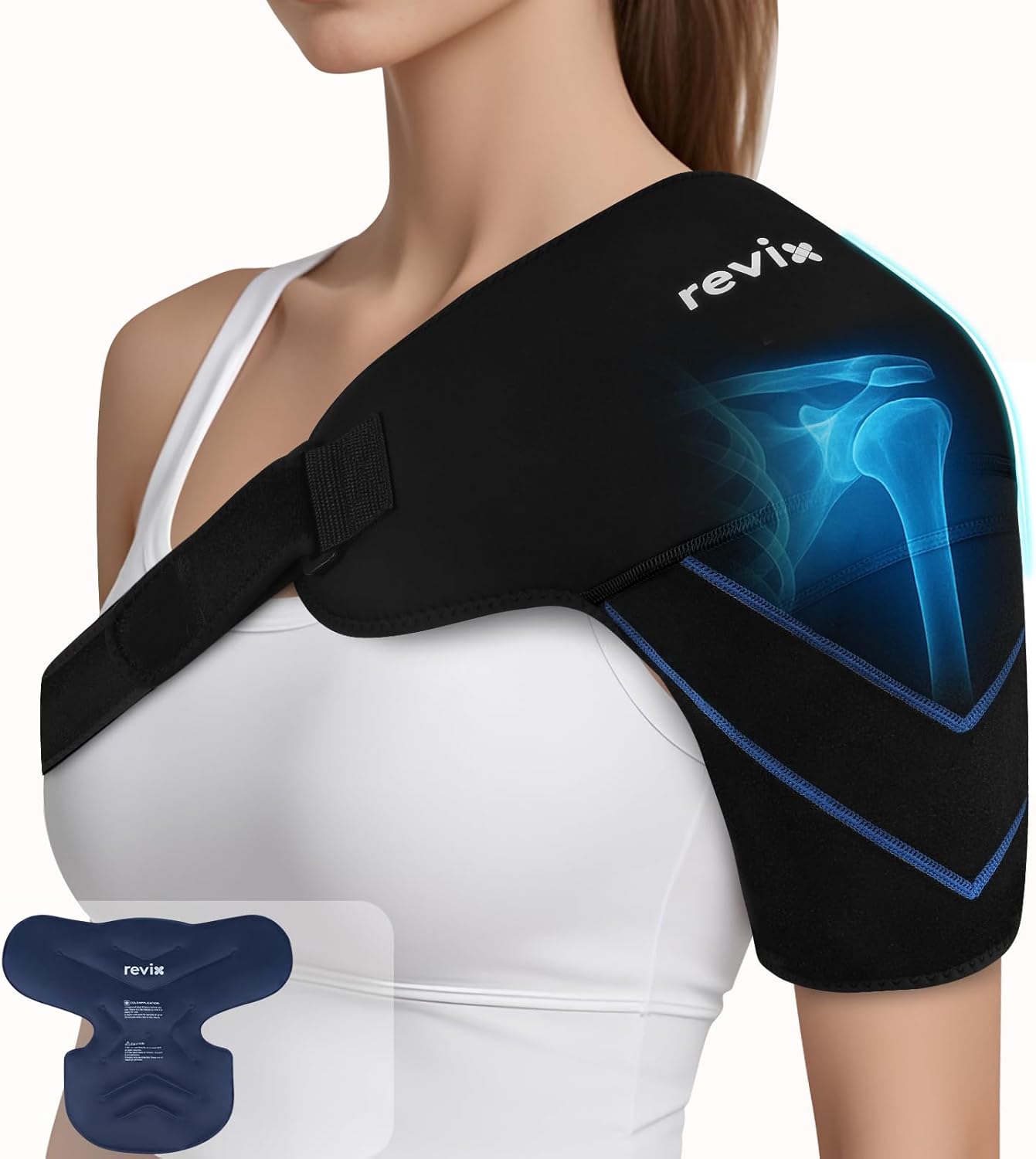 REVIX Shoulder Ice Pack Wrap for Rotator Cuff, Reusable Cold Therapy Wrap

