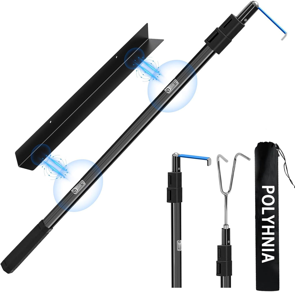 Telescoping Truck Bed Grabber Reach Tool with Hooks, Stainless Steel & Aluminum


