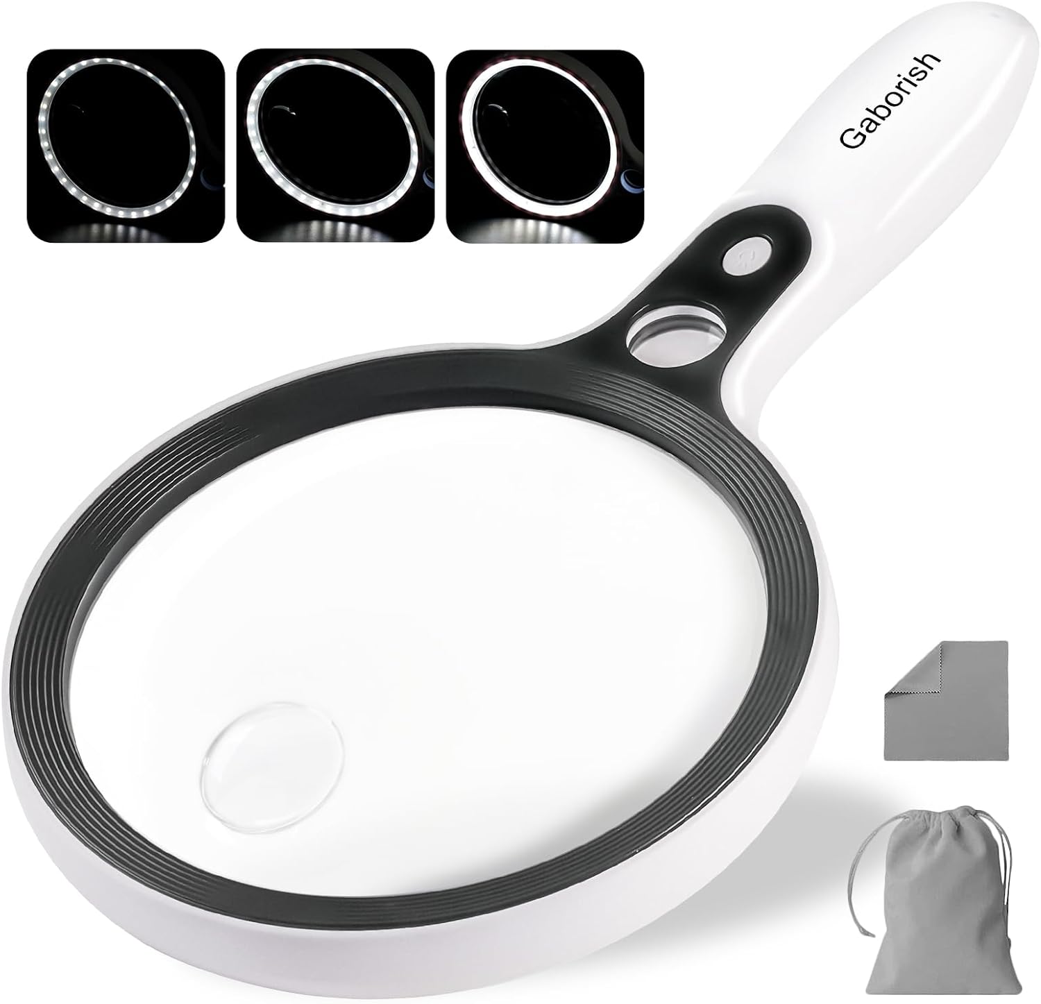 Handheld Illuminated Magnifying Glass 10X 20X 45X for Reading and Inspection


