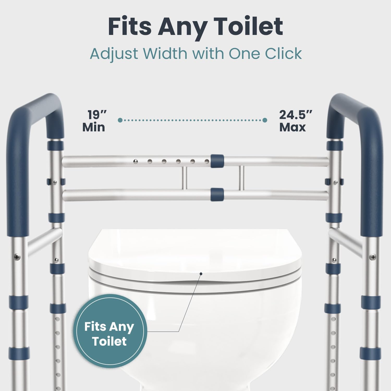PELEGON Toilet Safety Rails 350 lb Adjustable Toilet Grab Bar Frame

