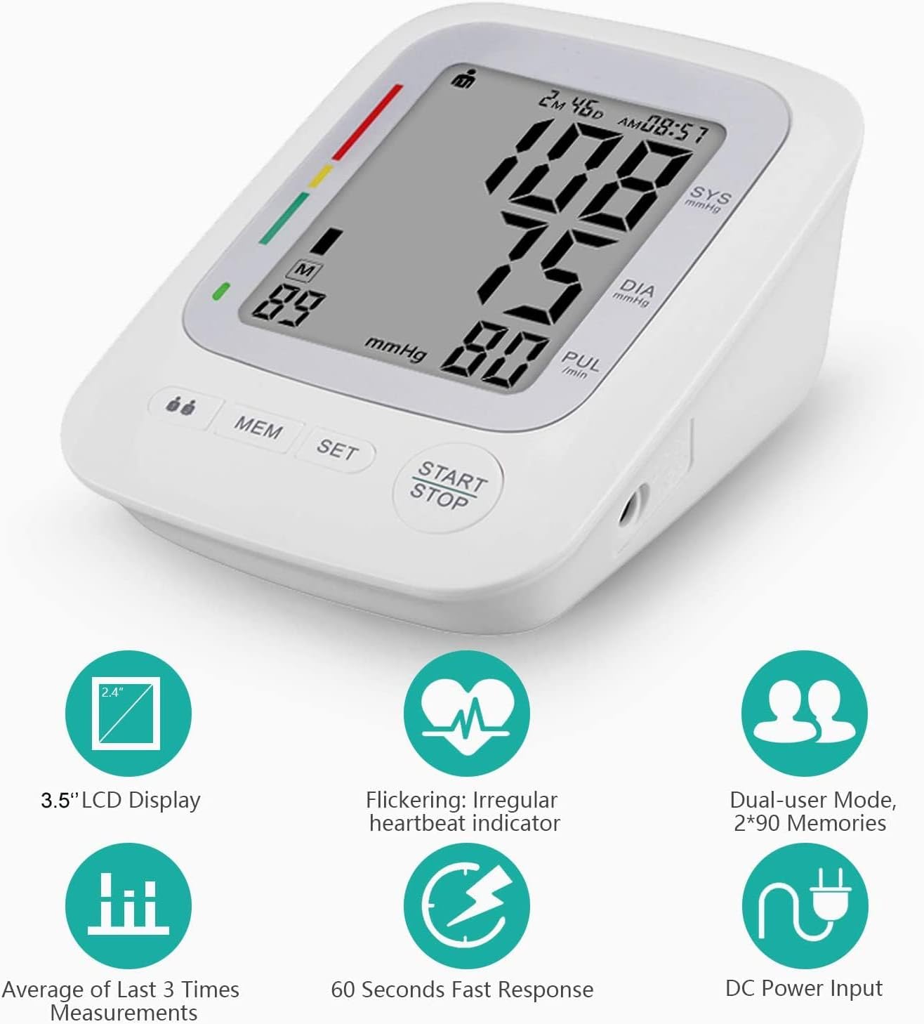 Electronic Upper Arm Blood Pressure Monitor, Automatic Digital BP Monitor

